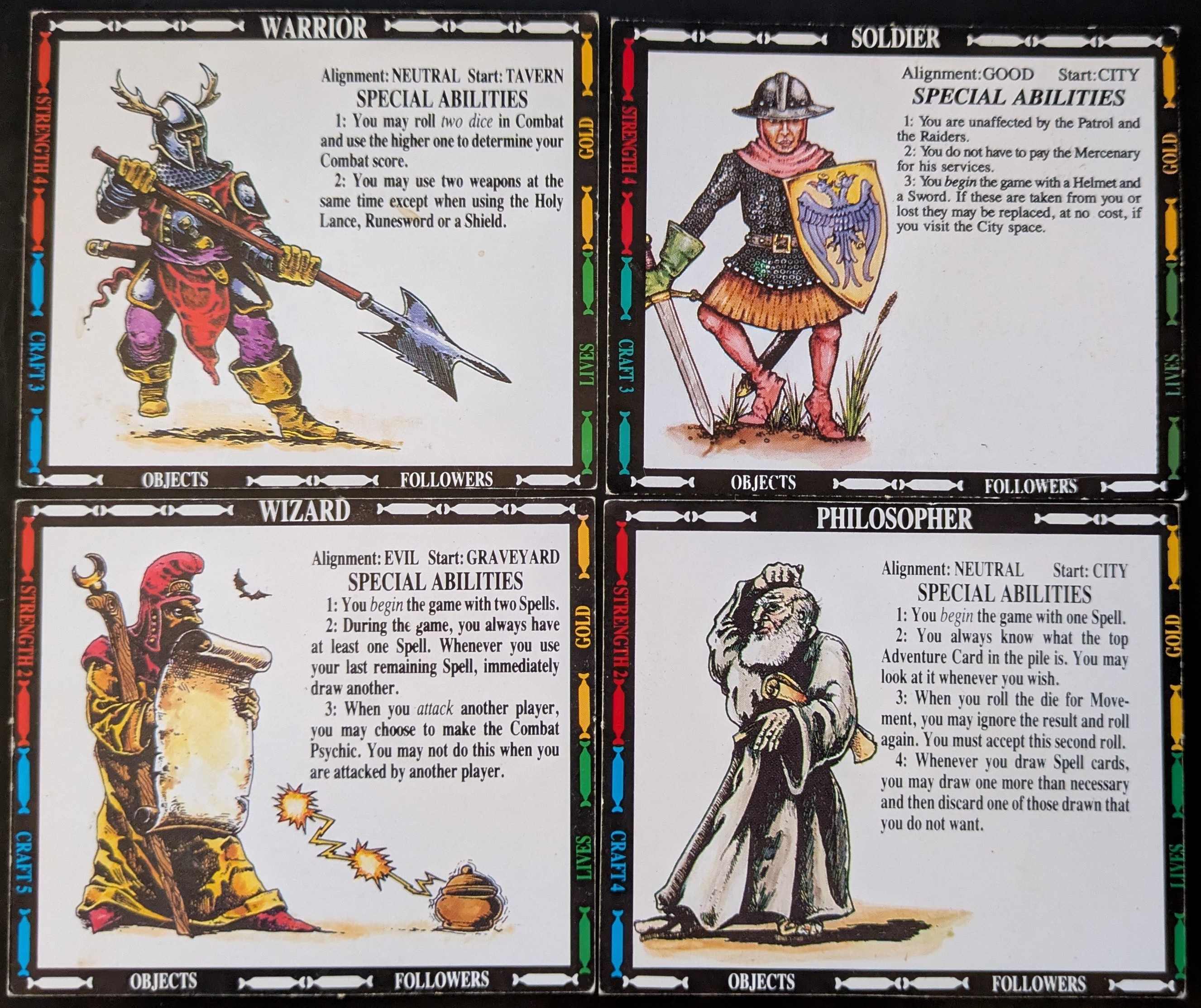 Our character choices, clockwise from top left: Houtman, Zinni, me, and Moss.